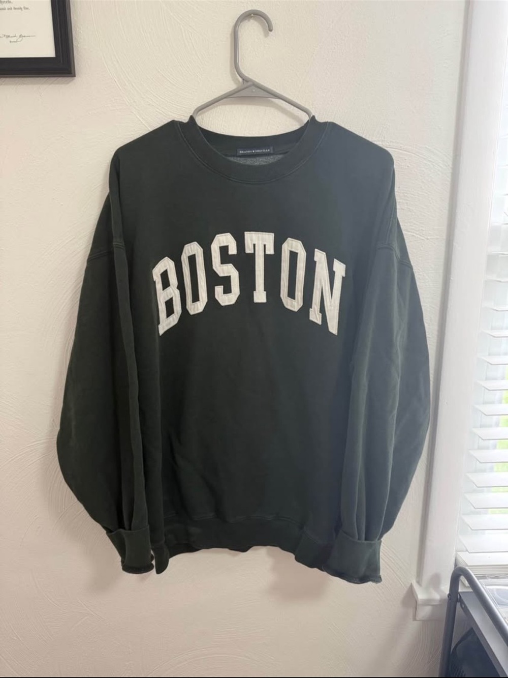 Brandy Melville Dark Green Boston Crewneck Sweatshirt